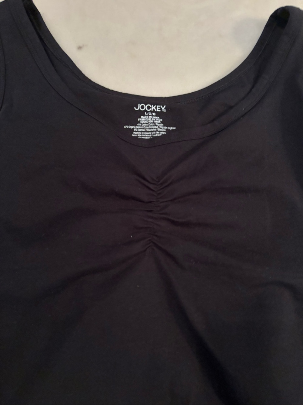 Jockey Women's Black Cotton Tank Top - Classic V-Neck Style